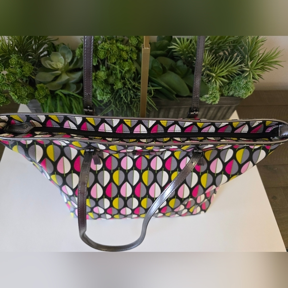 Vera Bradley Retired Large Tote &  Matching Wallet- Moon Drops Pattern - Picture 7 of 14